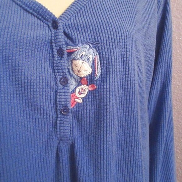 Vtg Disney Eeyore Waffle Knit Top Size 3X Piglet No Pooh Soft Embroidered Therma - Picture 4 of 12